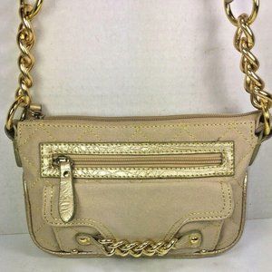 Vieta Beige Quilted Fabric Small Shoulder Bag